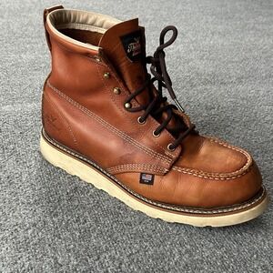 Thorogood Boots Mens 11.5 D Brown Moc Toe Wedge Steel  American Heritage 6 inch